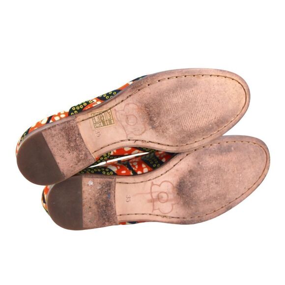 ORANGE BLACK TEXTILE LEATHER OUTSOLE LACE UP LOW HEEL ROUND TOE OXFORD SHOES 35 - Picture 6 of 8